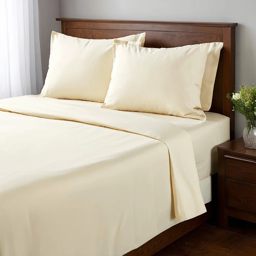 Ivory Sheet Set 4Pcs – 100% Cotton, Soft, Elegant & Durable Bedding 1000TC