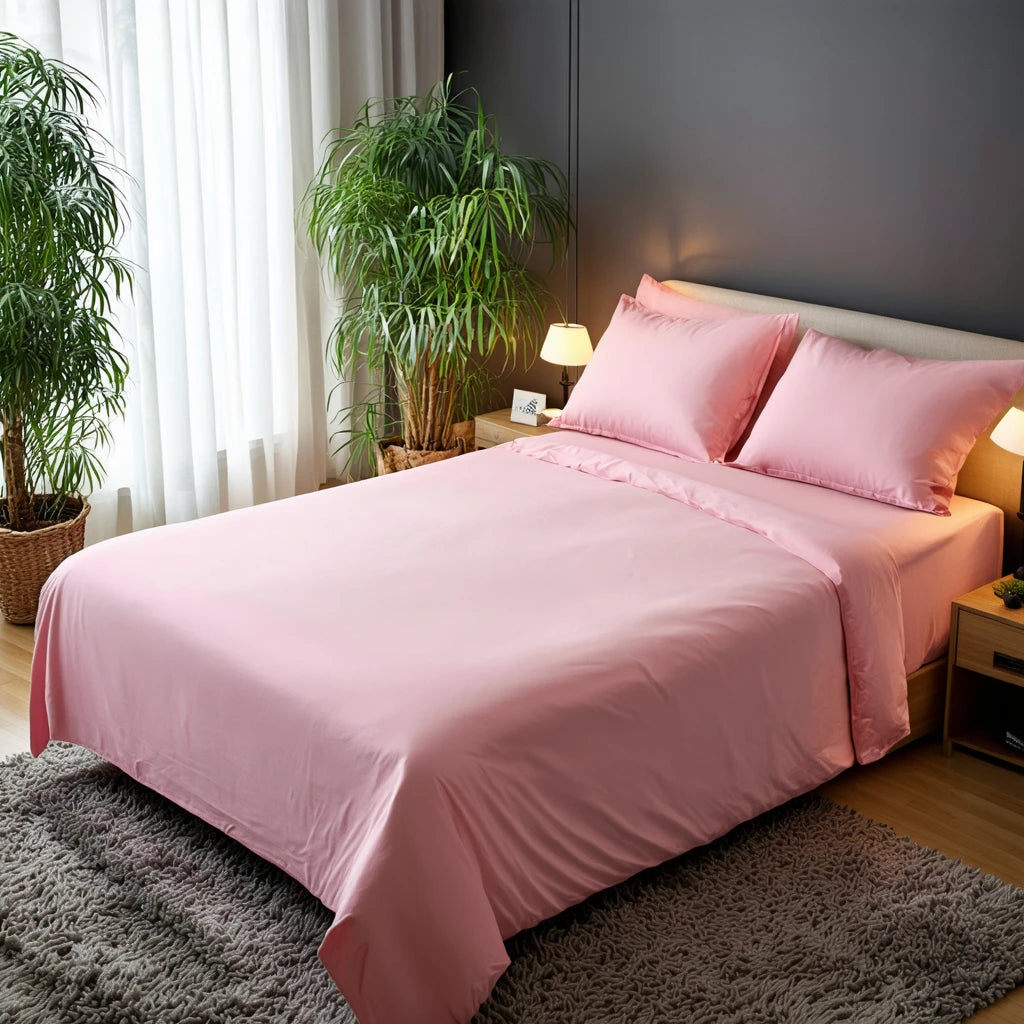 Light Pink Duvet Cover Set Egyptian Cotton 1000 Thread Count