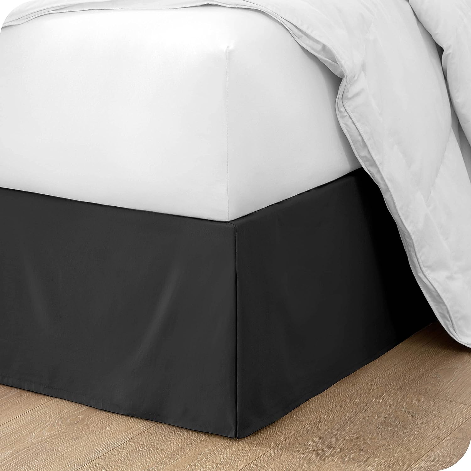 10 Inch Drop Bed Skirt Split Corner Black Egyptian Cotton 1000TC