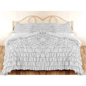 Grey Ruffle Duvet Cover Set 1000tc Egyptian Cotton at- Evalinens.com