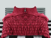 Burgundy Ruffle Duvet Cover Set 1000tc Egyptian Cotton at- Evalinens.com